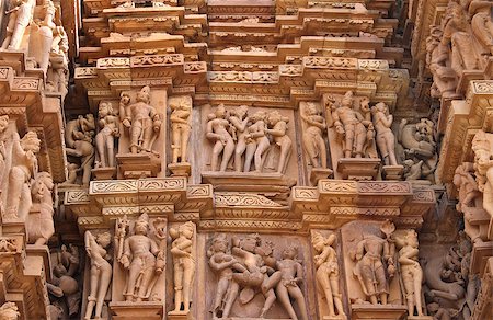 Famous erotic human sculptures at temple in Khajuraho, India Stock Photo - Budget Royalty-Free & Subscription, Code: 400-08186340