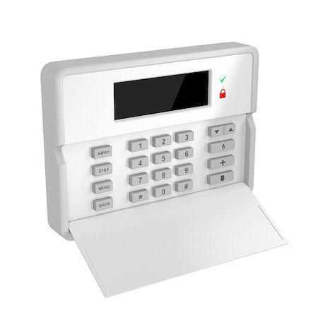 Alarm control panel isolated on white background Stock Photo - Budget Royalty-Free & Subscription, Code: 400-08186351