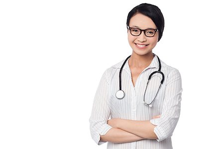 simsearch:400-08131186,k - Half length portrait of a smiling confident female doctor Stock Photo - Budget Royalty-Free & Subscription, Code: 400-08187125