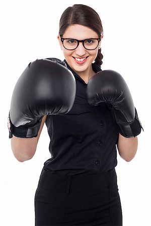 simsearch:400-07036748,k - Isolated charming young female boxer over white background. Foto de stock - Royalty-Free Super Valor e Assinatura, Número: 400-08187282