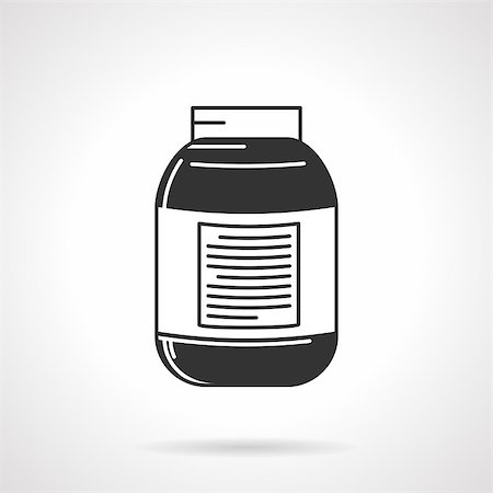 simsearch:400-06773074,k - Flat contour vector icon for black jar with white label for sports or nutritional supplements on white background. Foto de stock - Super Valor sin royalties y Suscripción, Código: 400-08187646