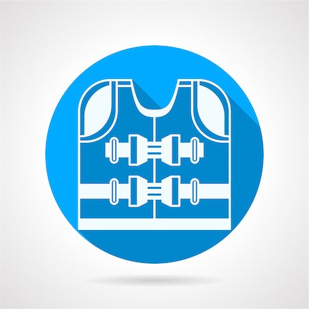 rubber life jacket - Flat round blue vector icon with white contour life vest on gray   background. Long shadow design Stock Photo - Budget Royalty-Free & Subscription, Code: 400-08187670