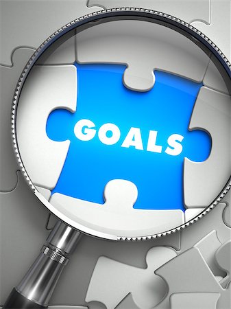 simsearch:400-07830623,k - Goals through Lens on Missing Puzzle Peace. Selective Focus. 3D Render. Photographie de stock - Aubaine LD & Abonnement, Code: 400-08187718