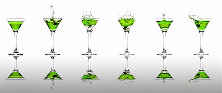 simsearch:400-06911038,k - Green cocktail splash collection isolated on a white background Stock Photo - Budget Royalty-Free & Subscription, Code: 400-08187884