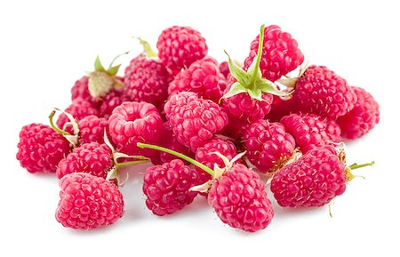 simsearch:400-08377901,k - Fresh berry raspberries with green leaves. Isolated on white background Stock Photo - Budget Royalty-Free & Subscription, Code: 400-08187892