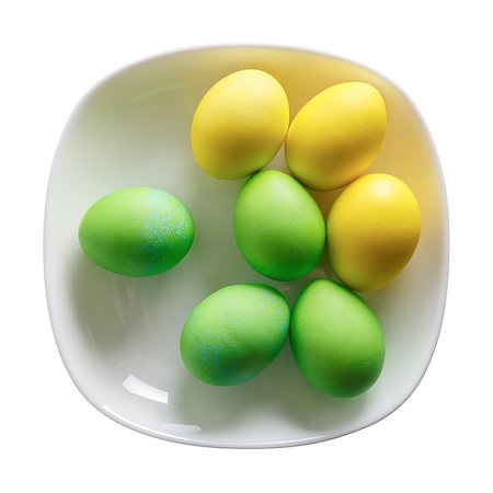 simsearch:400-07921731,k - Easter eggs on a white plate. Isolated with clipping path. Top view. Stock Photo - Budget Royalty-Free & Subscription, Code: 400-08187997