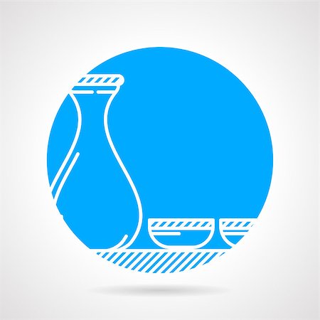 simsearch:600-02347823,k - Abstract round  blue vector icon with white line jug and two cups for sake on gray background. Photographie de stock - Aubaine LD & Abonnement, Code: 400-08188051