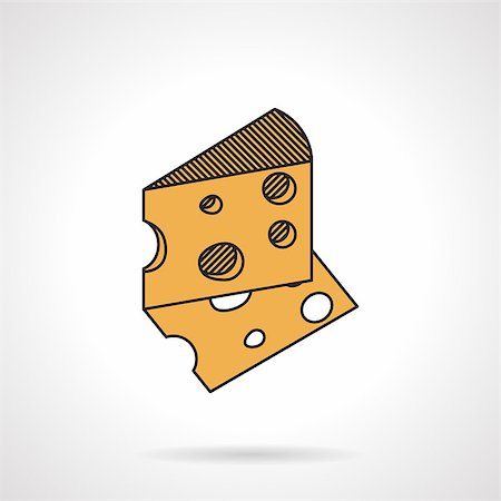 simsearch:400-06919923,k - Flat color design vector icon for yellow triangle slice of cheese with holes on white background. Stockbilder - Microstock & Abonnement, Bildnummer: 400-08188075