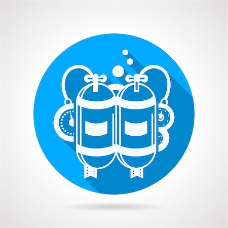 respiro profundo - Flat blue round vector icon with white contour aqualung with two tanks and console on gray background. Long shadow design Photographie de stock - Aubaine LD & Abonnement, Code: 400-08188077