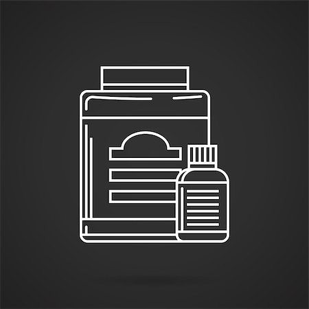 simsearch:400-07976328,k - White flat line vector icon for two plastic containers with label on black  background. Foto de stock - Royalty-Free Super Valor e Assinatura, Número: 400-08188078
