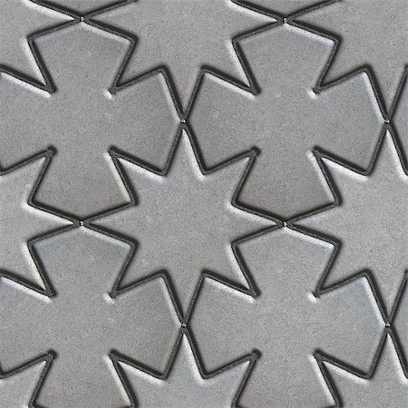 simsearch:400-04875459,k - Gray Paving Slabs Laid in the Form of Stars and Crosses. Seamless Tileable Texture. Photographie de stock - Aubaine LD & Abonnement, Code: 400-08188142