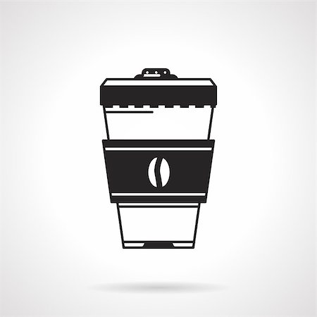 simsearch:400-06072755,k - Black vector icon for plastic coffee cup with holder and lid on white background. Foto de stock - Super Valor sin royalties y Suscripción, Código: 400-08188274