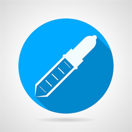 eye drops with eye dropper - Flat round blue vector icon with white silhouette empty pipette with measure lines on gray background. Long shadow design Stock Photo - Budget Royalty-Free & Subscription, Code: 400-08188271