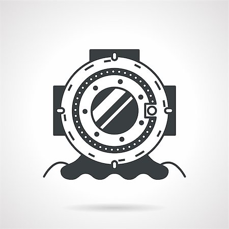 deep water diver - Flat black vector icon for helmet for scuba diving on white background. Stock Photo - Budget Royalty-Free & Subscription, Code: 400-08188285