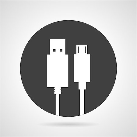 simsearch:400-04794358,k - Flat black round vector icon with white silhouette usb plugs on gray background. Stock Photo - Budget Royalty-Free & Subscription, Code: 400-08188293