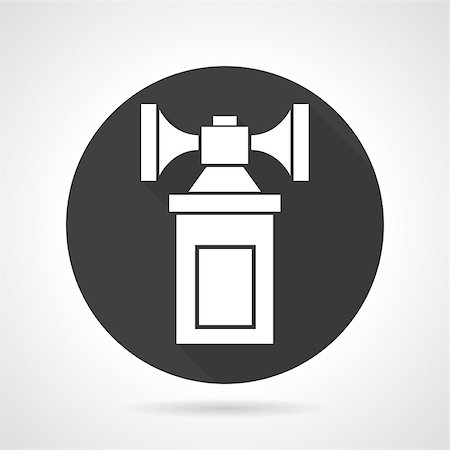 simsearch:400-05304831,k - Flat black round vector icon with white silhouette double air horn on gray background. Stock Photo - Budget Royalty-Free & Subscription, Code: 400-08188527