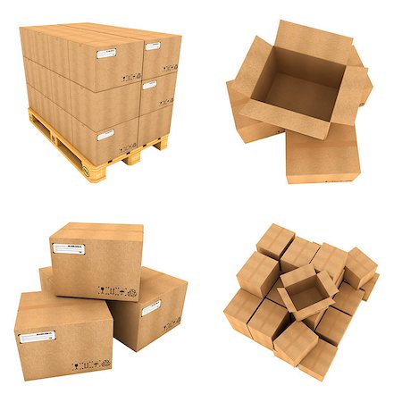 simsearch:400-05730843,k - Open and Close of Cardboard Boxes Isolated on White Background. Set Concept. 3D. Stock Photo - Budget Royalty-Free & Subscription, Code: 400-08188547