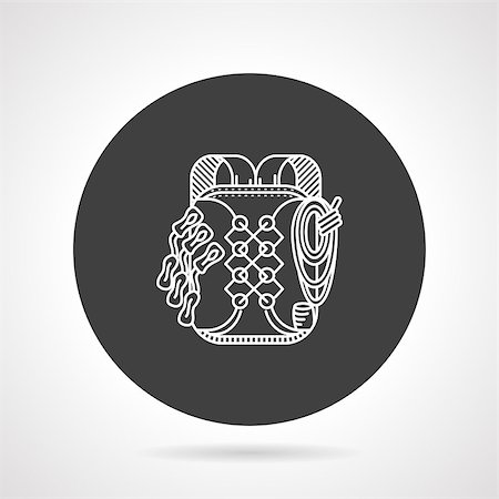 education camp - Flat black round vector icon with white line backpack for extreme hike on gray background. Stock Photo - Budget Royalty-Free & Subscription, Code: 400-08188540