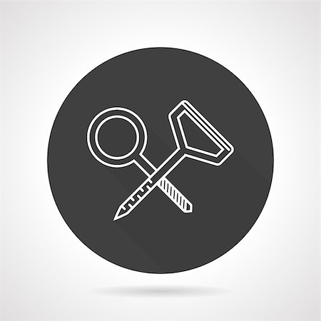 snap hook - Flat black round vector icon with white line climbing screw links with loop on gray background. Stock Photo - Budget Royalty-Free & Subscription, Code: 400-08188644