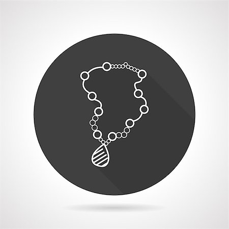 string of pearls for wedding - Flat black round vector icon with white line beads necklace on gray background. Stock Photo - Budget Royalty-Free & Subscription, Code: 400-08188652