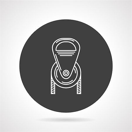 simsearch:400-04259396,k - Flat black round vector icon with white line pulley for sport or industry on gray background. Fotografie stock - Microstock e Abbonamento, Codice: 400-08188653