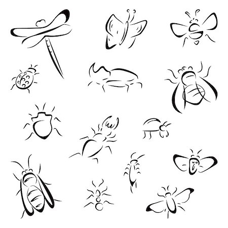 simsearch:400-06452474,k - Collection of different insects black icons Stockbilder - Microstock & Abonnement, Bildnummer: 400-08188843