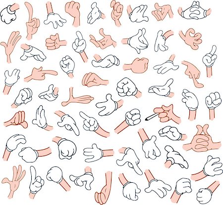 Vector illustrations pack of cartoon hands in various gestures. Stock Photo - Budget Royalty-Free & Subscription, Code: 400-08188949