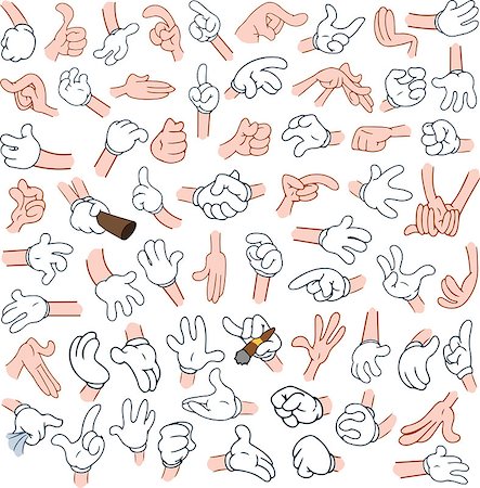 Vector illustrations pack of cartoon hands in various gestures. Photographie de stock - Aubaine LD & Abonnement, Code: 400-08188950