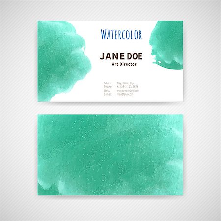 simsearch:400-08190918,k - Set of two business cards with hand drawn watercolor texture. Vector illustration. Fotografie stock - Microstock e Abbonamento, Codice: 400-08188995