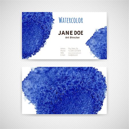 simsearch:400-08190918,k - Set of two business cards with hand drawn watercolor texture. Vector illustration. Fotografie stock - Microstock e Abbonamento, Codice: 400-08188996