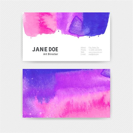 simsearch:400-08190918,k - Set of two business cards with hand drawn watercolor texture. Vector illustration. Fotografie stock - Microstock e Abbonamento, Codice: 400-08188993