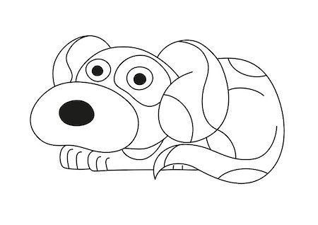simsearch:400-07421294,k - Cartoon puppy, vector illustration of cute dog surprising, coloring book page for children Stockbilder - Microstock & Abonnement, Bildnummer: 400-08189016