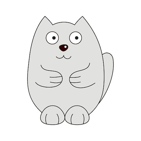 simsearch:400-08189018,k - Cute cartoon kitty, vector illustration of grey funny fatty cat Foto de stock - Super Valor sin royalties y Suscripción, Código: 400-08189023