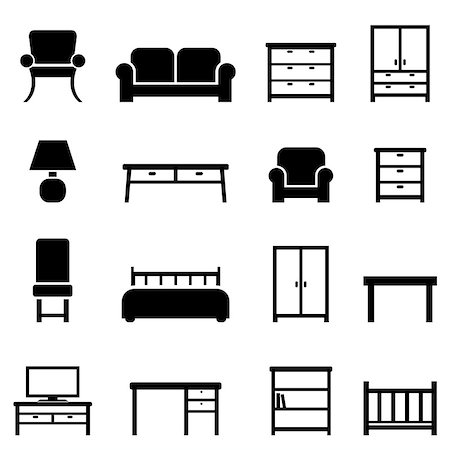 dressers table - Home decor and furniture icon set Stock Photo - Budget Royalty-Free & Subscription, Code: 400-08189046