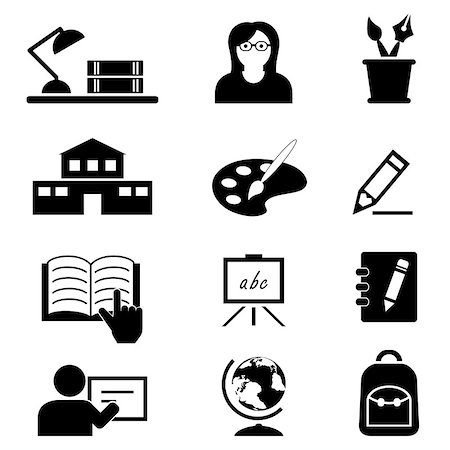 School, education, college and back to school icon set Stock Photo - Budget Royalty-Free & Subscription, Code: 400-08189047