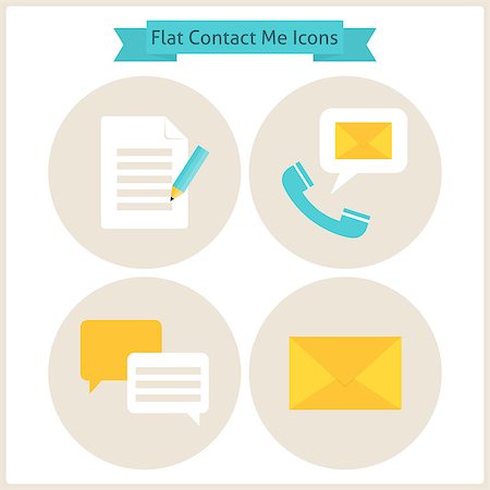 simsearch:400-08041191,k - Flat Contact Me Website Icons Set. Set of Business Website Objects. Vector Illustration. Flat Circle Icons for web. Contact and About me Office Objects. Stock Photo - Budget Royalty-Free & Subscription, Code: 400-08189057