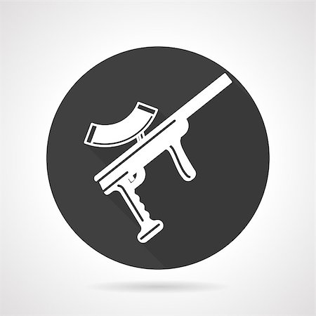 simsearch:400-08041679,k - Single black round flat style vector icon with white silhouette paintball marker on gray background. Foto de stock - Royalty-Free Super Valor e Assinatura, Número: 400-08189073