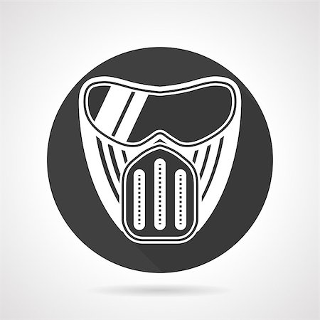 simsearch:400-08041679,k - Single black round flat style vector icon with white contour paintball mask on gray background. Foto de stock - Royalty-Free Super Valor e Assinatura, Número: 400-08189083