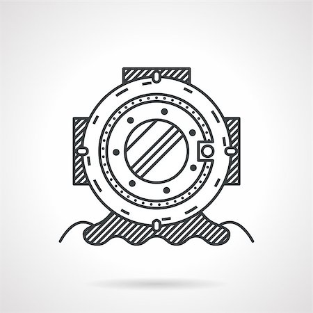 Single black flat line vector icon for depth diving helmet on white background. Stock Photo - Budget Royalty-Free & Subscription, Code: 400-08189092