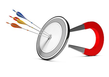 One target with many colorfull arrows hitting the center with a horseshoe magnet at the background. Concept image suitable for advertising and marketing purpose or communication illustration. Stock Photo - Budget Royalty-Free & Subscription, Code: 400-08189169