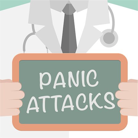 simsearch:400-08891180,k - minimalistic illustration of a doctor holding a blackboard with Panic Attacks text, eps10 vector Fotografie stock - Microstock e Abbonamento, Codice: 400-08189216