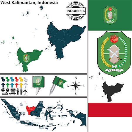 simsearch:400-08192906,k - Vector map of region West Kalimantan with coat of arms and location on Indonesian map Photographie de stock - Aubaine LD & Abonnement, Code: 400-08189269
