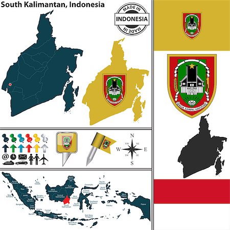 simsearch:400-08192906,k - Vector map of region South Kalimantan with coat of arms and location on Indonesian map Photographie de stock - Aubaine LD & Abonnement, Code: 400-08189263