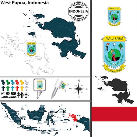 simsearch:400-08192906,k - Vector map of region West Papua with coat of arms and location on Indonesian map Photographie de stock - Aubaine LD & Abonnement, Code: 400-08189271