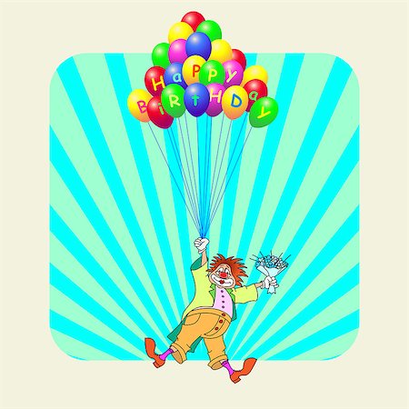 simsearch:400-09120523,k - birthday greeting card with clown, vector illustration Stockbilder - Microstock & Abonnement, Bildnummer: 400-08189285