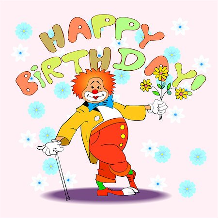 simsearch:400-09120523,k - birthday greeting card with clown, vector illustration Stock Photo - Budget Royalty-Free & Subscription, Code: 400-08189287