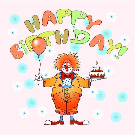 simsearch:400-09120523,k - birthday greeting card with clown, vector illustration Stockbilder - Microstock & Abonnement, Bildnummer: 400-08189288