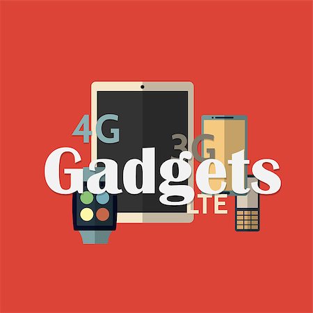 simsearch:400-07309242,k - Vector illustration of gadget icons. Flat style. Stock Photo - Budget Royalty-Free & Subscription, Code: 400-08189363