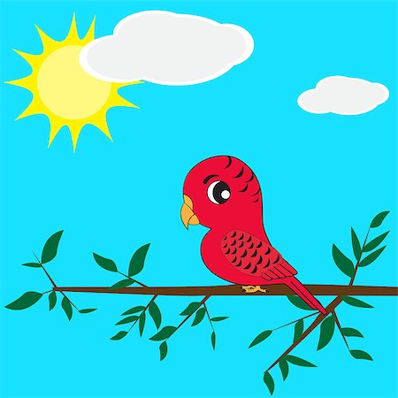 simsearch:400-07247879,k - vector of bright parrot sitting on branch Stock Photo - Budget Royalty-Free & Subscription, Code: 400-08189371