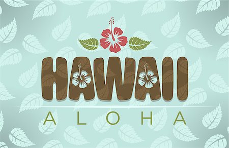 simsearch:400-04347146,k - Vector illustration of Hawaii and aloha word with tropical hibiscus flowers Fotografie stock - Microstock e Abbonamento, Codice: 400-08189440